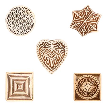 Set of 5 Piece New Mix Wooden Printing Block